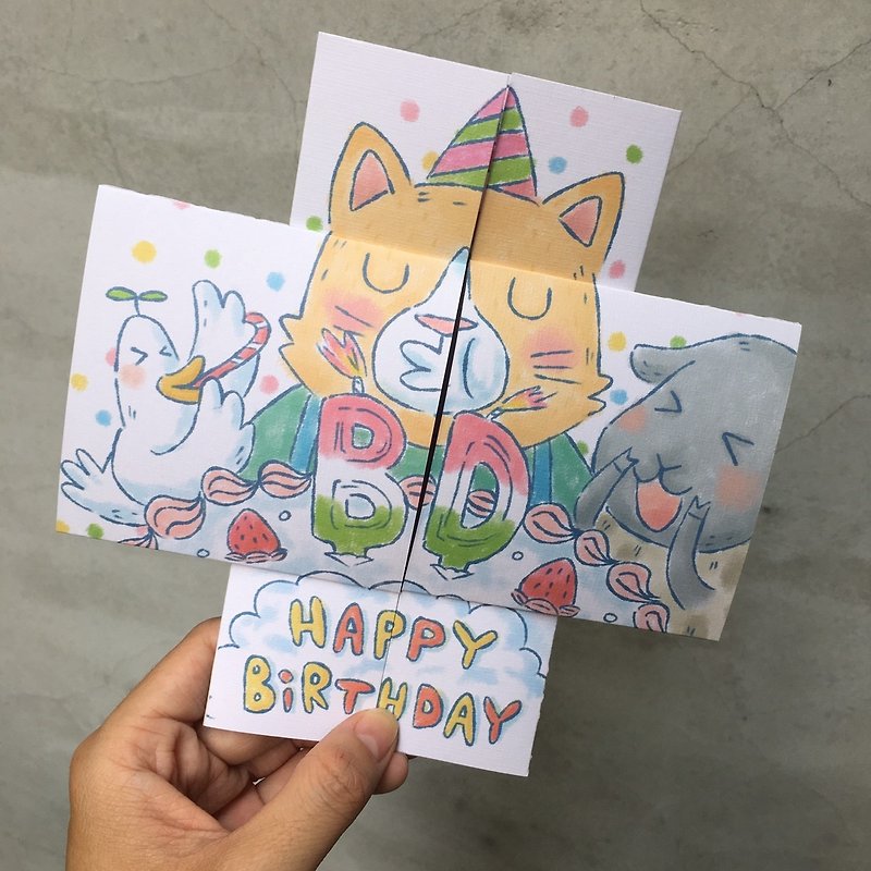 Hand-made unlimited flip cards-happy birthday - การ์ด/โปสการ์ด - กระดาษ 