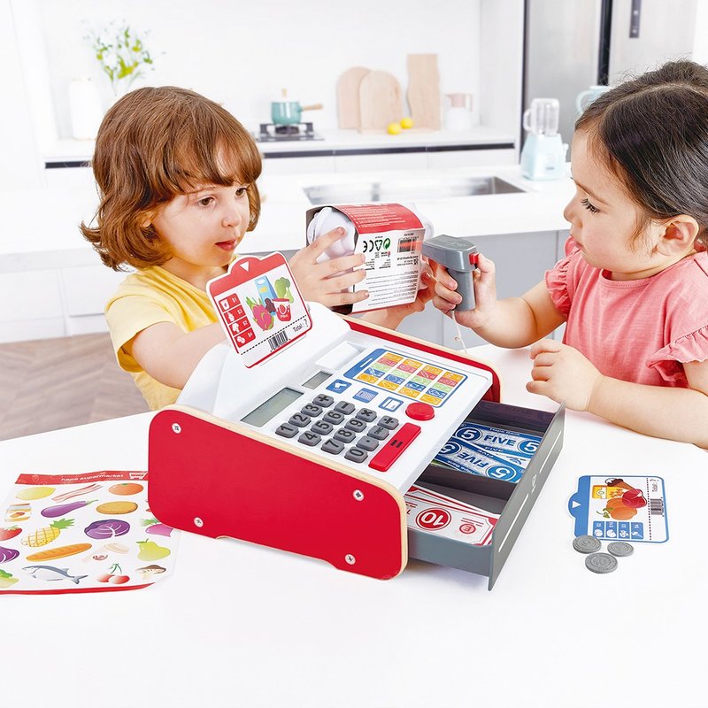 [Christmas gift] German Hape supermarket cashier (including computer) - Kids' Toys - Wood Multicolor