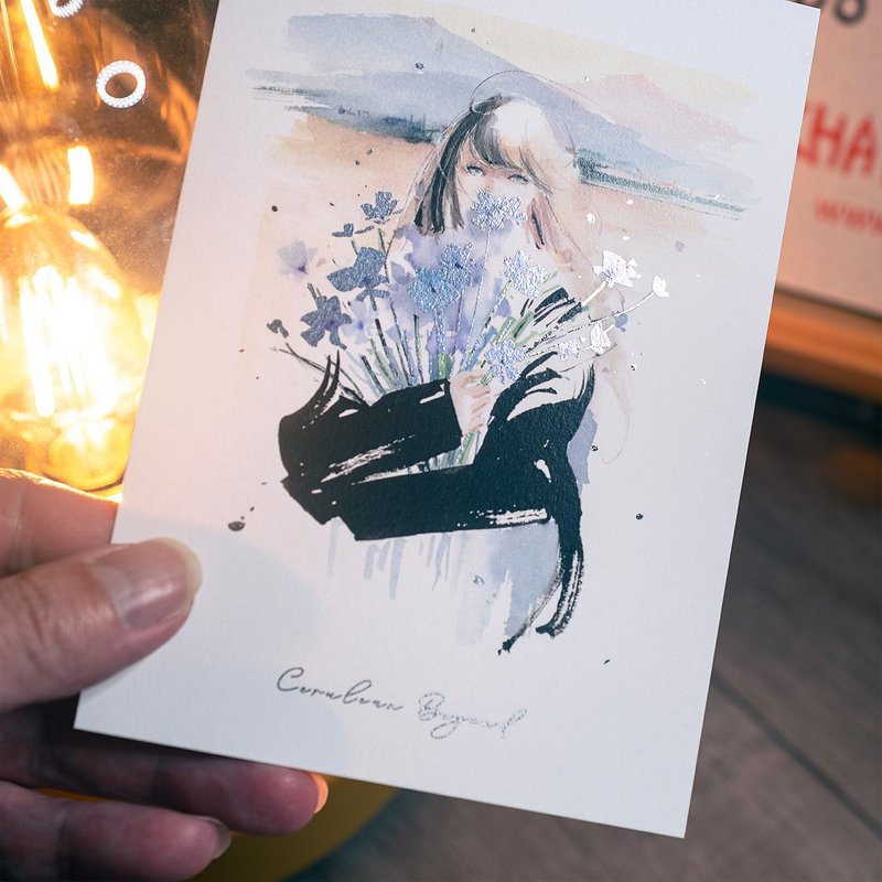 金箔押しポストカード。青藍の彼岸。 - はがき・メッセージカード - 紙 