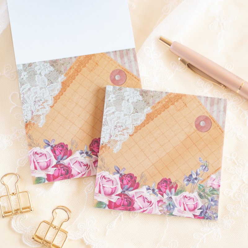 メモ帳 - ヴィンテージローズ No.36 - 付箋・ポストイット - 紙 ブラウン