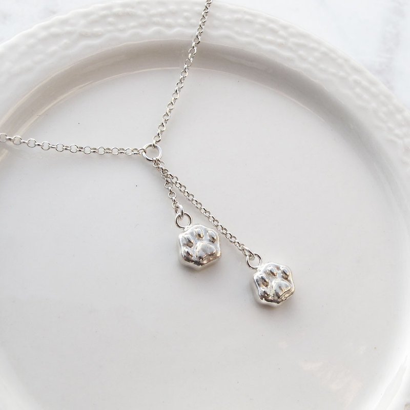 [Cat's paw series] handmade custom silver jewelry | I have a master double cat's paw sterling silver necklace | - Necklaces - Sterling Silver Silver