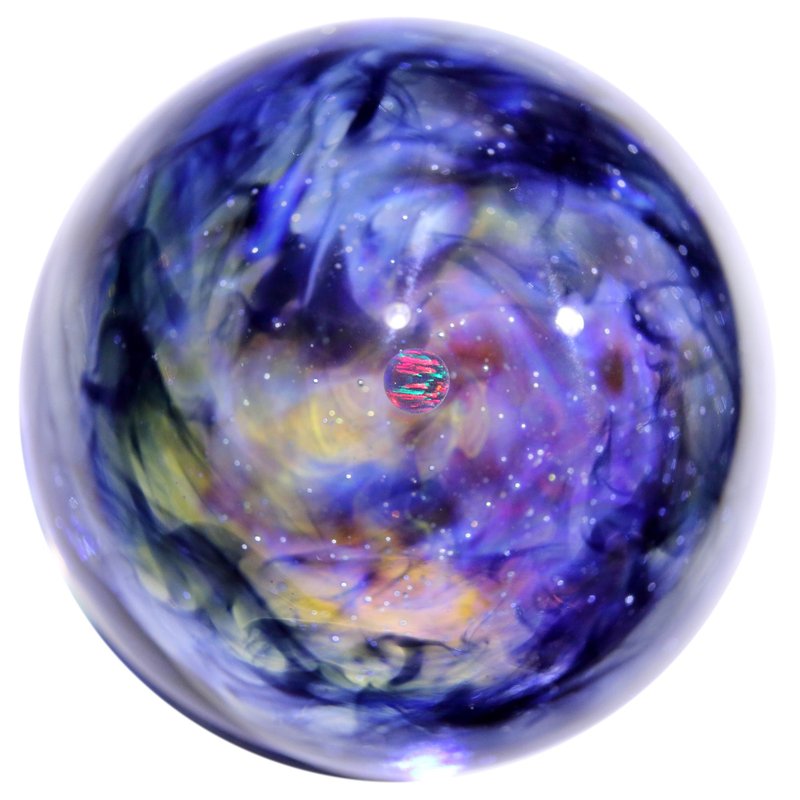 49mm Galaxy Glass Marble with Dual-Sided Nebula Design no.M191 - ของวางตกแต่ง - แก้ว สีน้ำเงิน