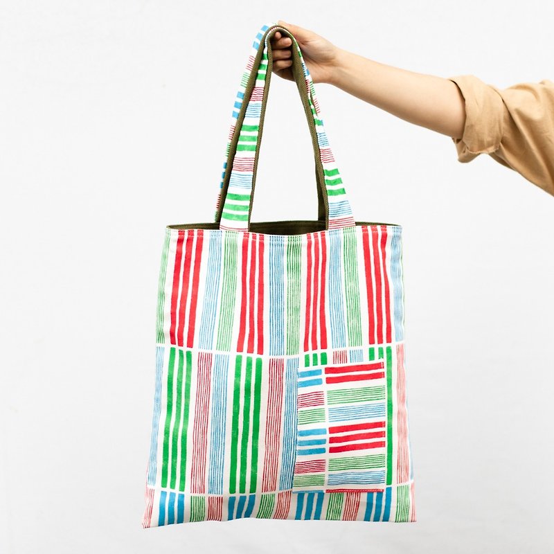 【LAI HAO】Ka-Tsi Style-Shoulder Bag(Stripe) - Handbags & Totes - Cotton & Hemp 