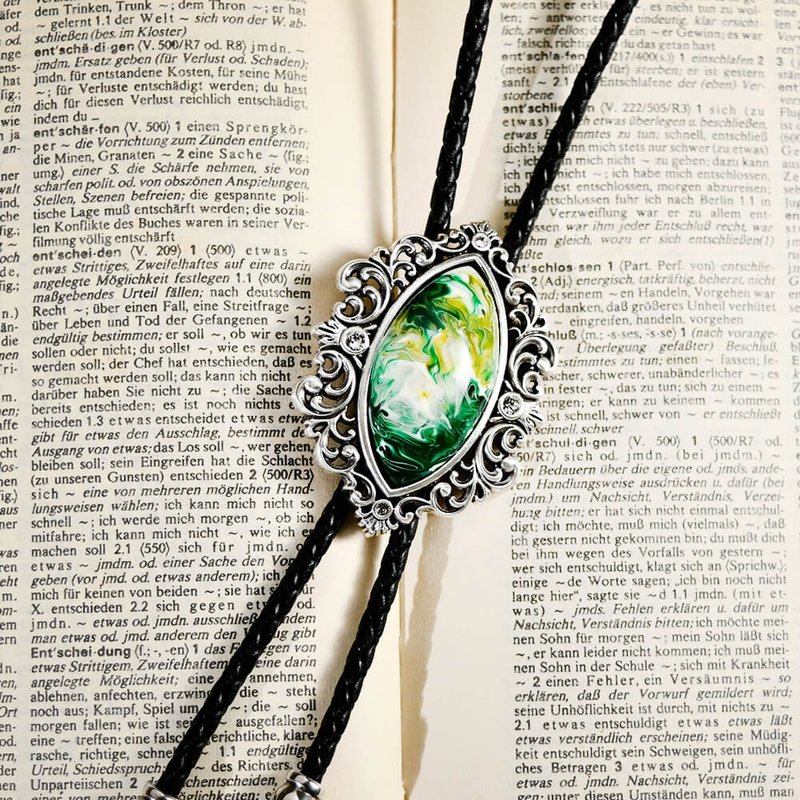 Art Eye Paul Tie Bolo Tie Genuine Leather Necklace Leather Cord Tie Long Necklace - เนคไท/ที่หนีบเนคไท - หนังแท้ สีเงิน