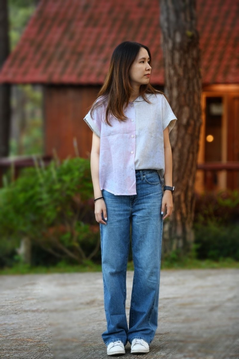 Linen Cotton Blouse - 女上衣/長袖上衣 - 亞麻 