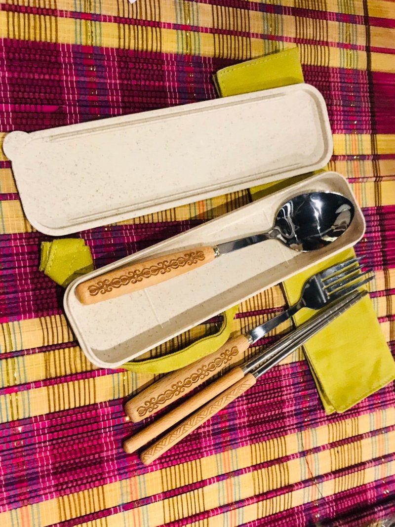 原選良品-烙燒魯凱族圖騰餐具組合 - 刀叉/湯匙/餐具組 - 其他材質 