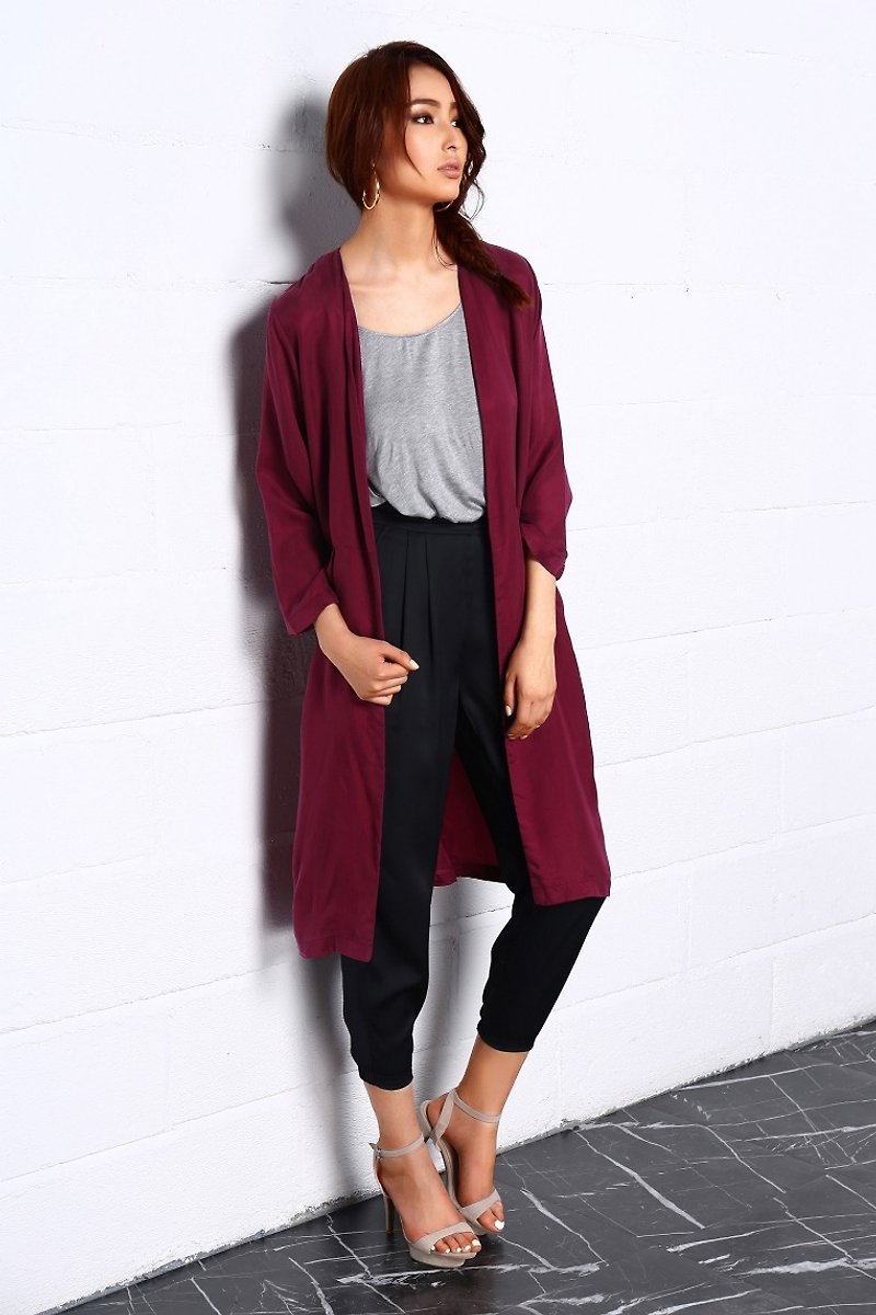 Night dance Long Coat In Red - Women's Casual & Functional Jackets - Polyester Red