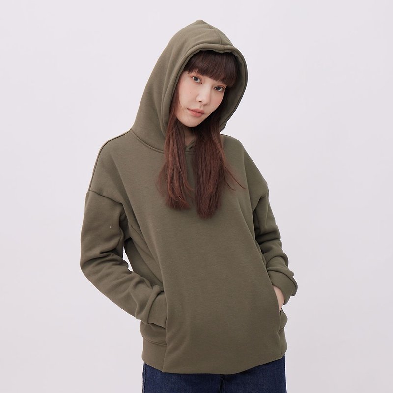 Carrie Brand Classic Warm Hoodie Sweatshirt - เสื้อฮู้ด - ผ้าฝ้าย/ผ้าลินิน สีเขียว