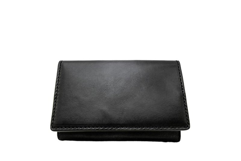 ACROMO Black Flap Card Holder - Card Holders & Cases - Genuine Leather Black