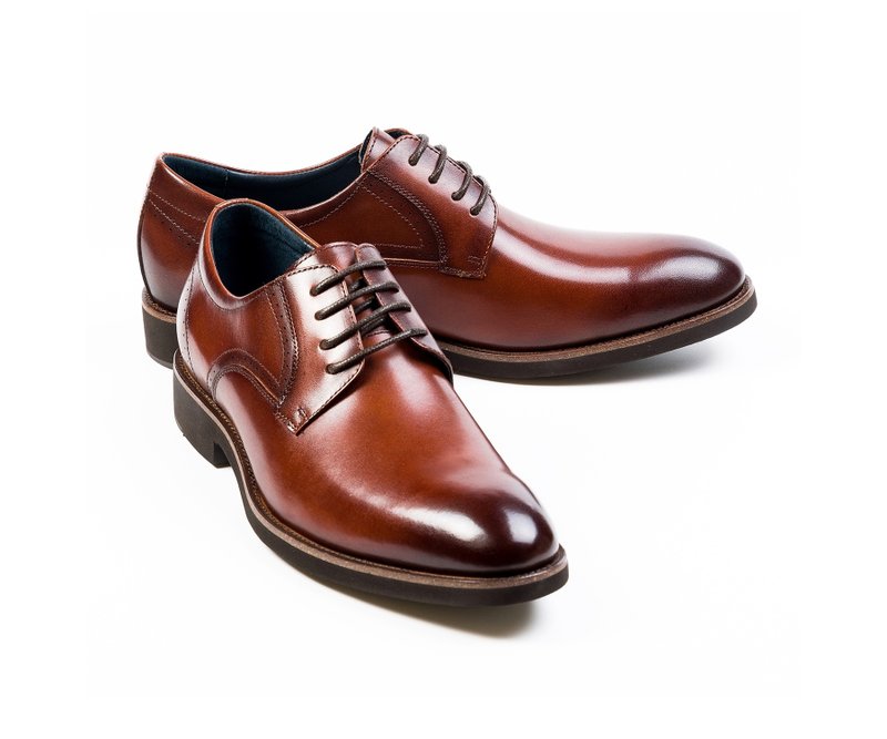 Ultra lightweight and comfortable plain casual men's leather shoes brown - รองเท้าหนังผู้ชาย - หนังแท้ 