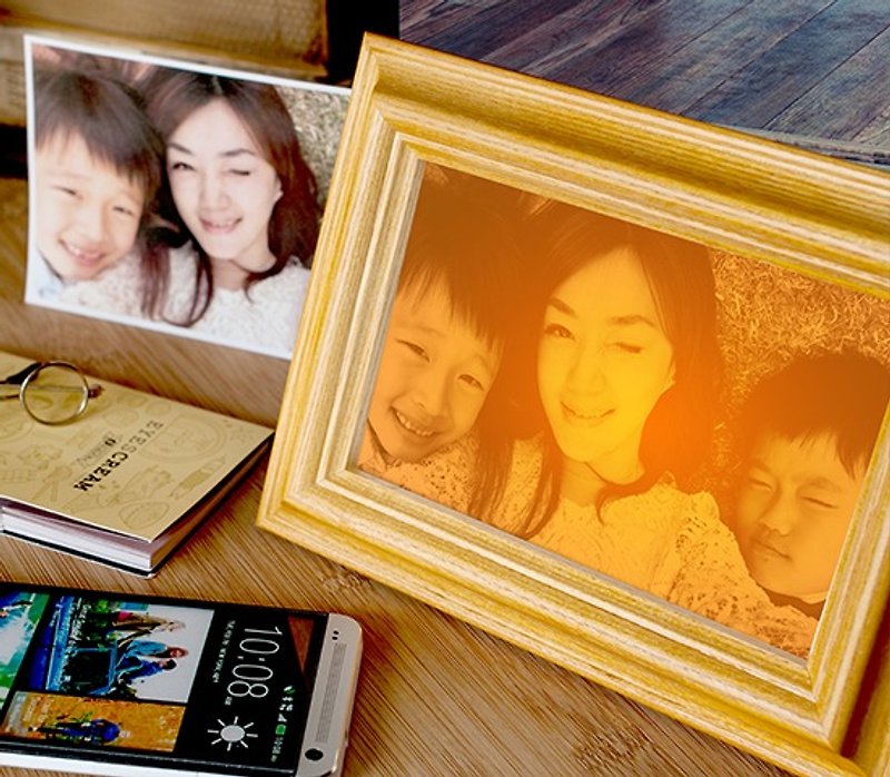 Customized photo carving_white oak night light photo frame [anniversary] - Picture Frames - Wood Khaki