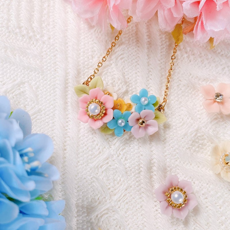 繽紛花花項鍊 | 黏土飾品 - 耳環/耳夾/耳骨夾 - 黏土 多色