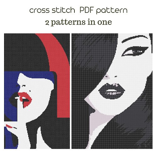 NaraXstitch patterns 十字繡圖案 Pop Art cross stitch PDF pattern Set of pattern Modern cross stich /65/