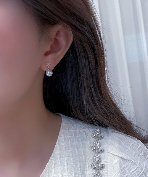 Maison de lumin 白茶香氣18K玫瑰金Akoya天然海水珍珠真珠項鍊耳釘7.5mm-8mm