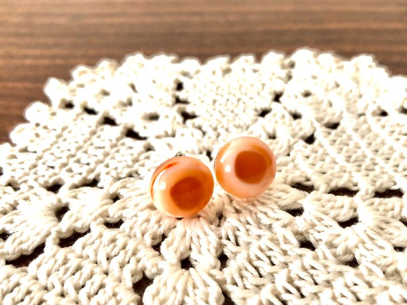 Glass Earrings Bonbon Coral - ต่างหู - แก้ว สีส้ม