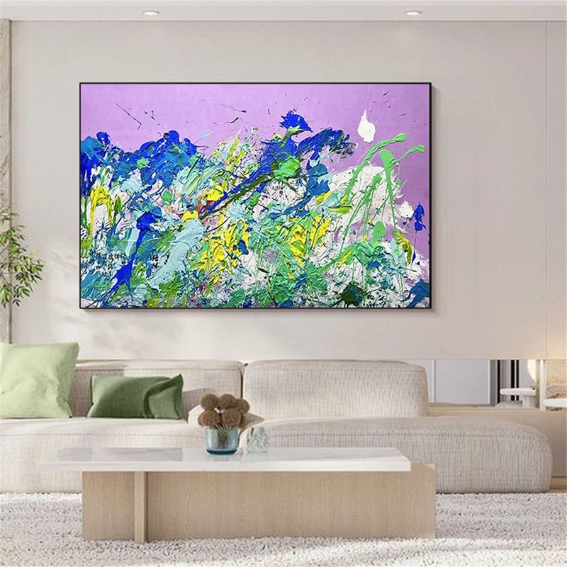 Handmade Abstract Oil Painting Canvas Wall Art Picture for Living Room Decor - โปสเตอร์ - ลินิน 