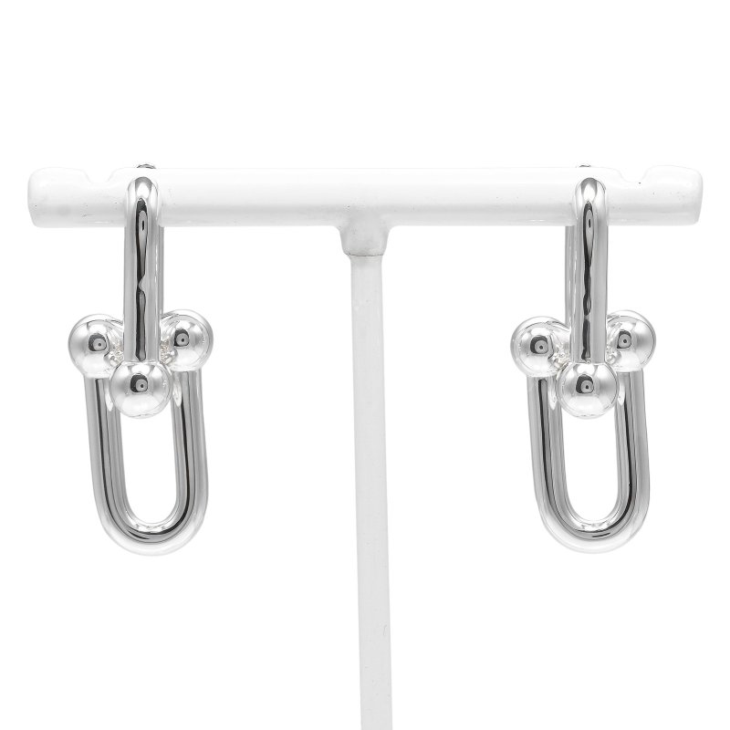 【日本直送】ティファニー TIFFANY&Co. ハードウェア ラージリンク ピアス シルバー925 約10.75g【中古】Aランク - 耳環/耳夾/耳骨夾 - 銀 銀色