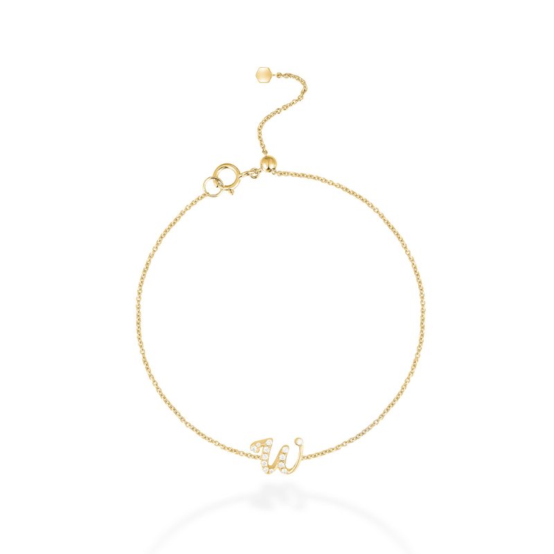 【mori】W 字母鑽石手鍊 【14k黄金】 - 手鍊/手環 - 鑽石 金色