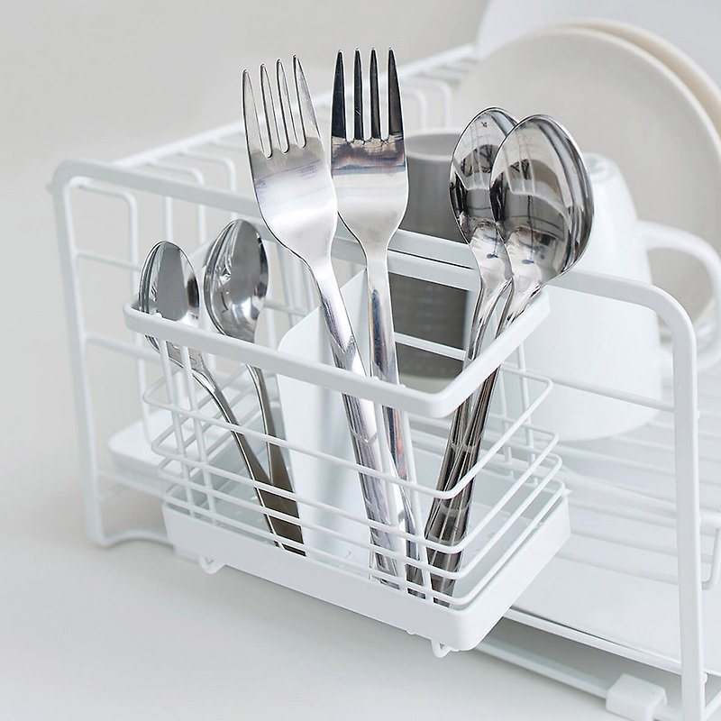 日本天馬 廚房系列可掛式筷子叉勺餐具分類瀝水籃 - 收納箱/收納用品 - 其他金屬 白色