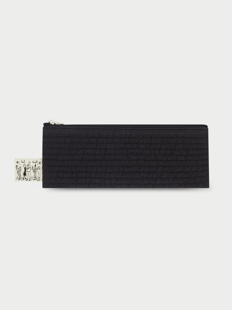 Quilted Long Pouch (Natural Black) - Toiletry Bags & Pouches - Cotton & Hemp Black