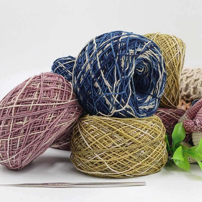 Hand Dyed Cotton Hemp Yarn, Three Colors Yarn 50 g. - 編織/刺繡/羊毛氈/縫紉 - 棉．麻 藍色