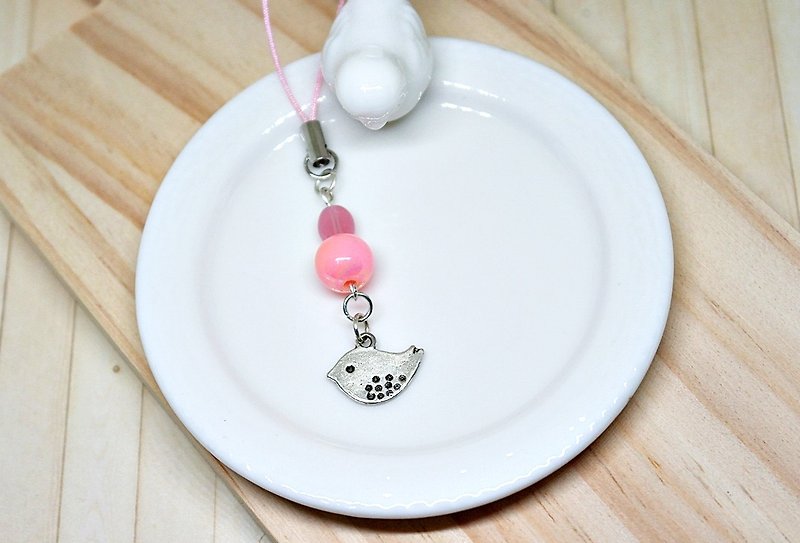 <Cute little charm series> - Naughty bird - #小小礼物# # can be changed into earphone plug - Charms - Aluminum Alloy Pink