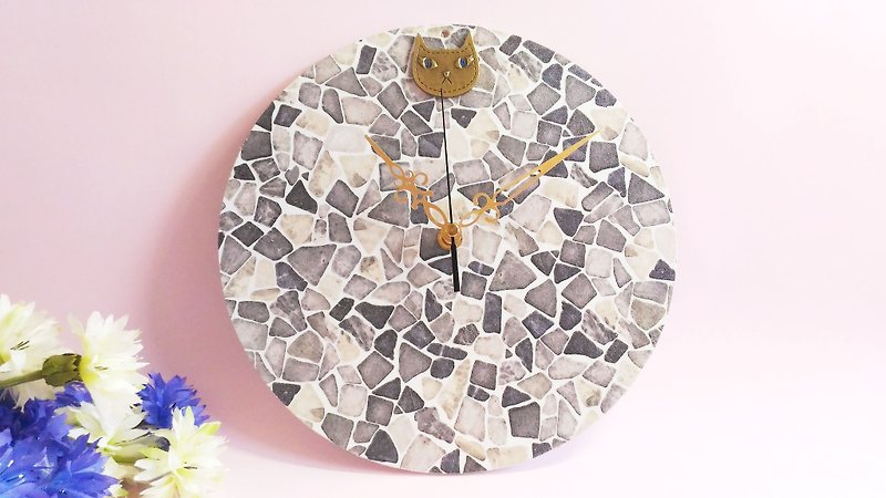 [期間限定]猫の模造石両面時計 - 時計 - 木製 多色