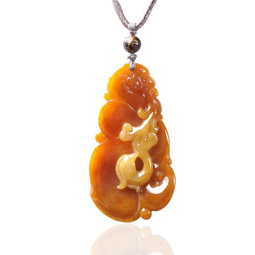 瓔珞珠寶盒 E.L.Jewelry Box 黃翡翡翠巧雕龍如意項鍊 | 天然緬甸玉翡翠A貨 | 送禮