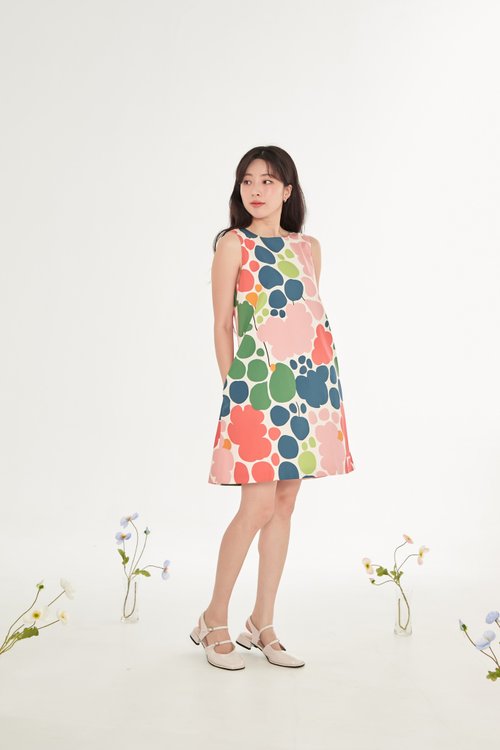 biruchu BIRUCHU A-LINE DRESS - Floralish (Colorful) 無袖洋裝