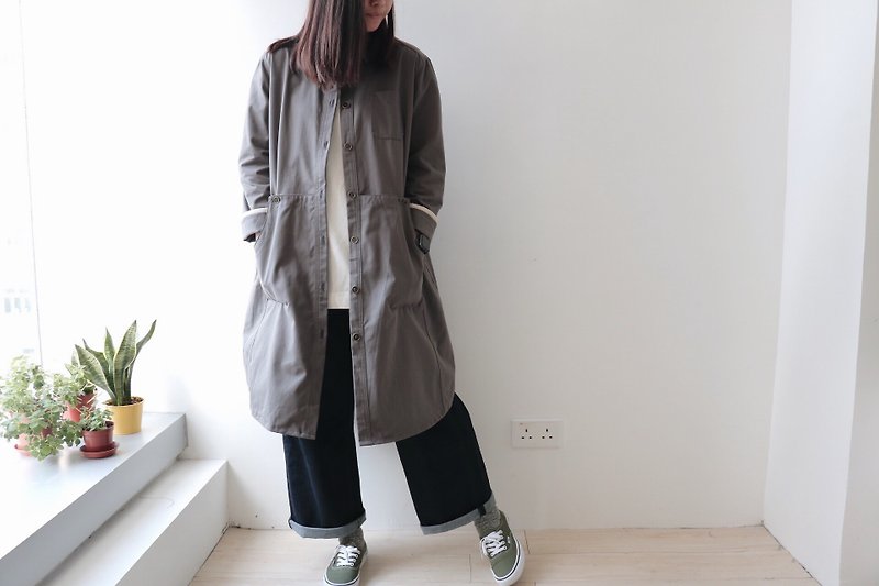 Homemade / gray jacket - เสื้อแจ็คเก็ต - ผ้าฝ้าย/ผ้าลินิน สีเทา