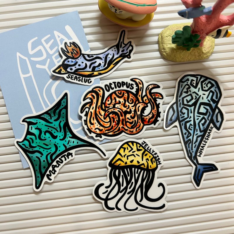 Hellofishy/SEAYEA/海洋生物貼紙 - 貼紙 - 防水材質 多色
