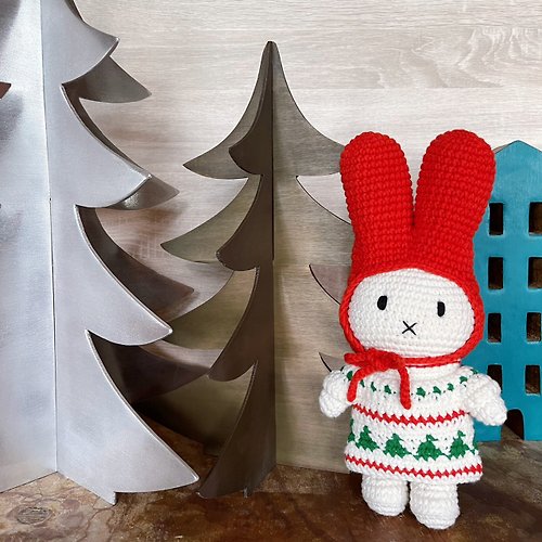 橘荷屋 x Miffy 荷蘭 Just Dutch | Miffy 米飛兔 編織娃娃和她的聖誕洋裝+紅帽