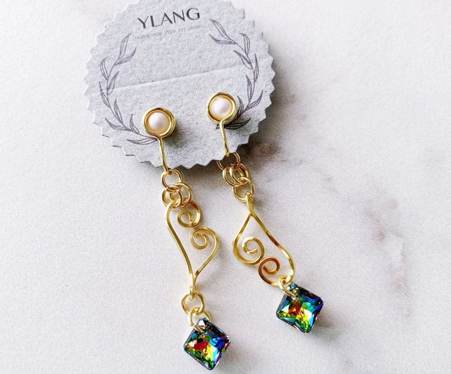 YLANGYLANG 【守護天使】ウイングシェイプピアス スワロフスキー