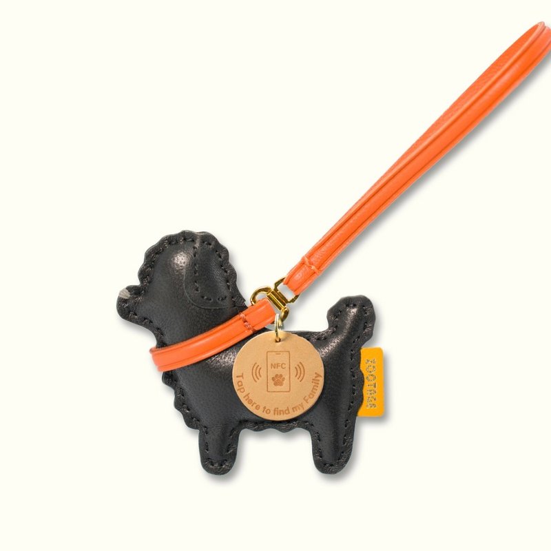 Poodle (Black) Leather Pendant - Includes NFC - พวงกุญแจ - หนังแท้ สีดำ