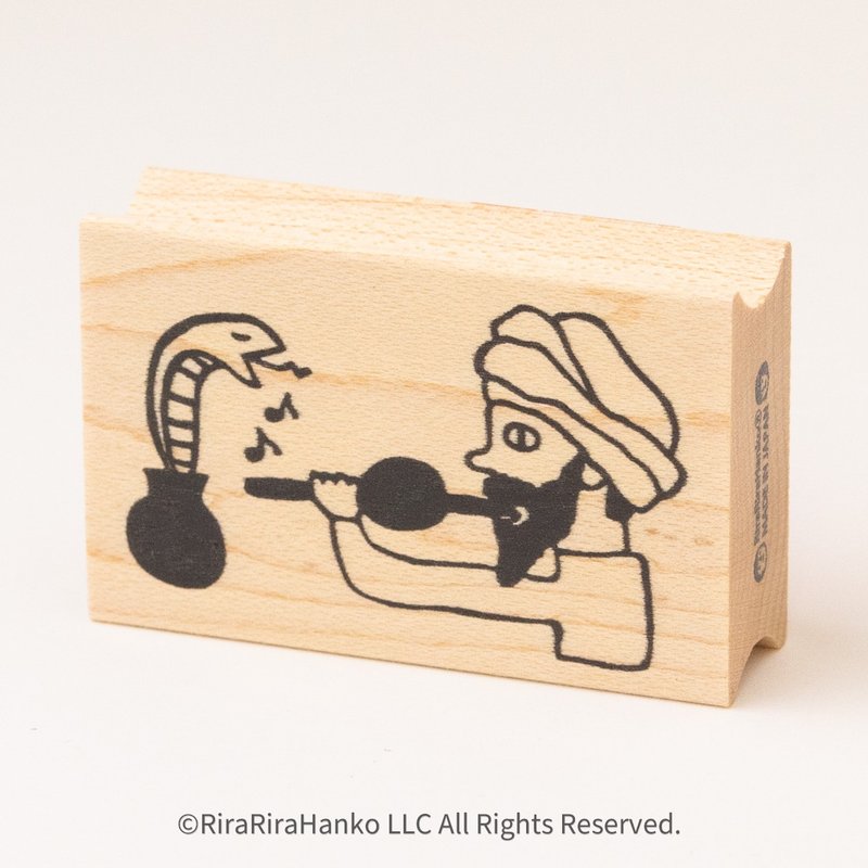 Snake Tsukai-kun and Snake*30mm x 48mm*Rubber stamp* R1000 - Stamps & Stamp Pads - Wood 