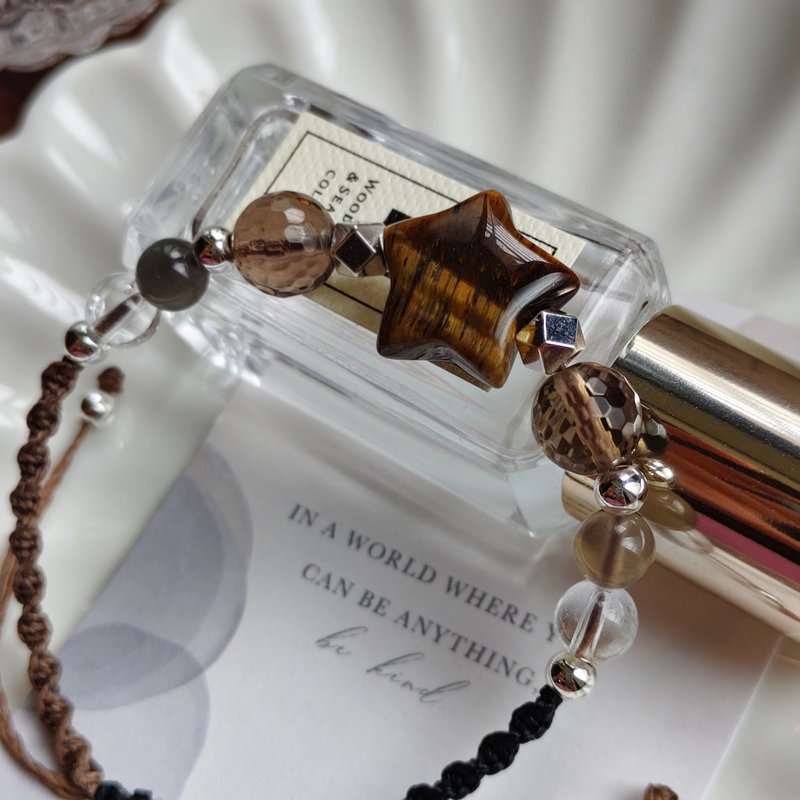 【星星黃虎眼牛奶糖色系編織手鏈 】招財聚財守財穩財 - 手鍊/手環 - 水晶 咖啡色