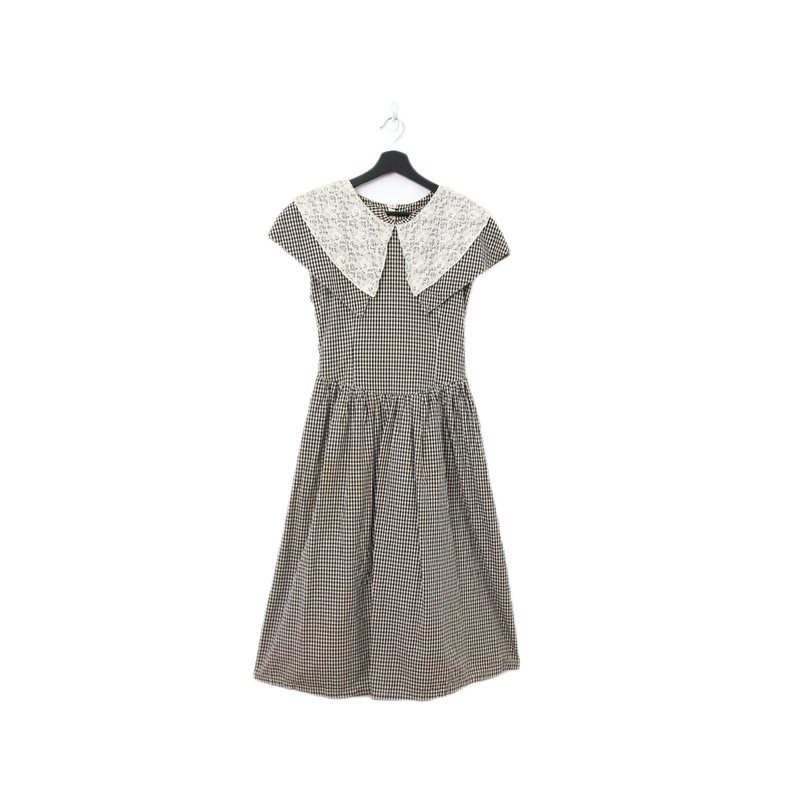 Back to Green-復古長洋裝 海軍領蕾絲拼接 Ls-10//vintage dress - 洋裝/連身裙 - 棉．麻 