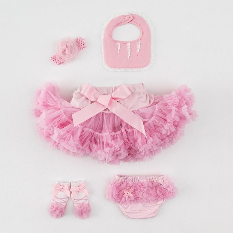 Good day baby girl baby pettiskirt gift set - luxury little princess (skirt + bib + butt pants + baby socks - Baby Gift Sets - Cotton & Hemp Pink