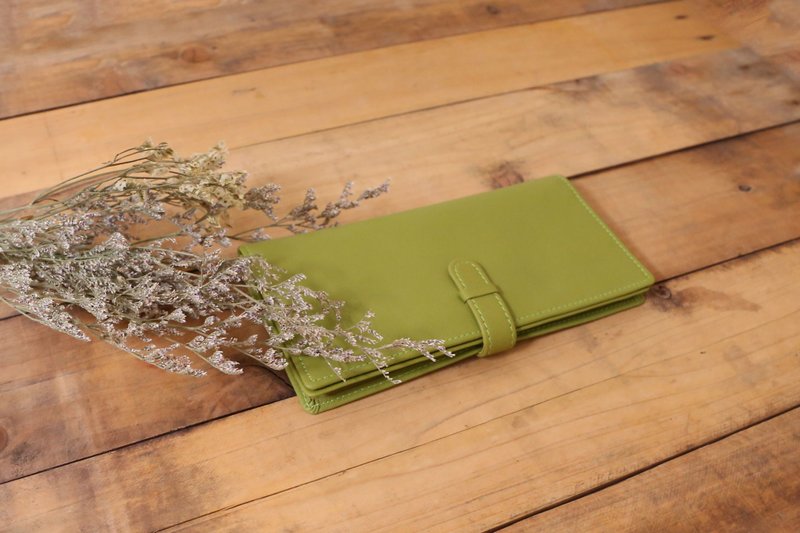 Old wooden window cafe simple folding long folder dense melon color can be customized branding - Wallets - Genuine Leather Green