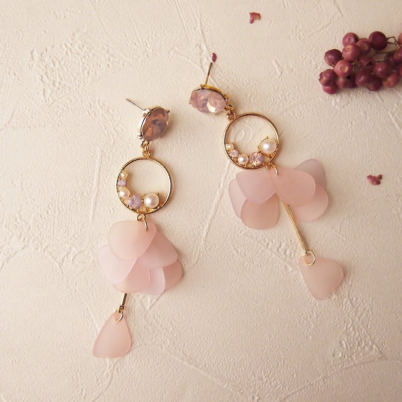 Little Fairy - clip-on earrings, pin earrings, stainless steel earrings - Earrings & Clip-ons - Other Metals Pink