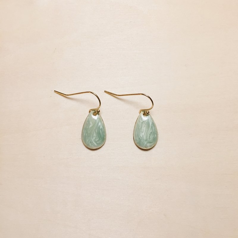 Vintage green drip glaze drop earrings - Earrings & Clip-ons - Pigment Green