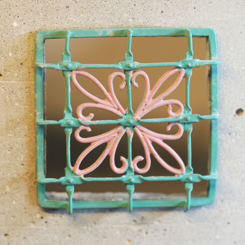 Iron Window Flower Clay Pot-Western Style - Storage - Cement 