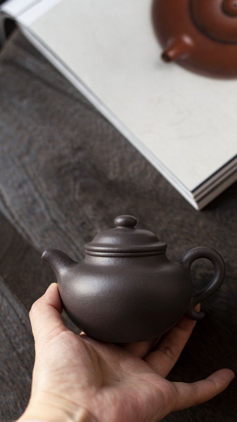 送禮紫砂壺茶壺莲子 慕古款 240cc 原矿极品天青料 正宗润泽 器型 - 茶壺/茶杯/茶具 - 陶 灰色