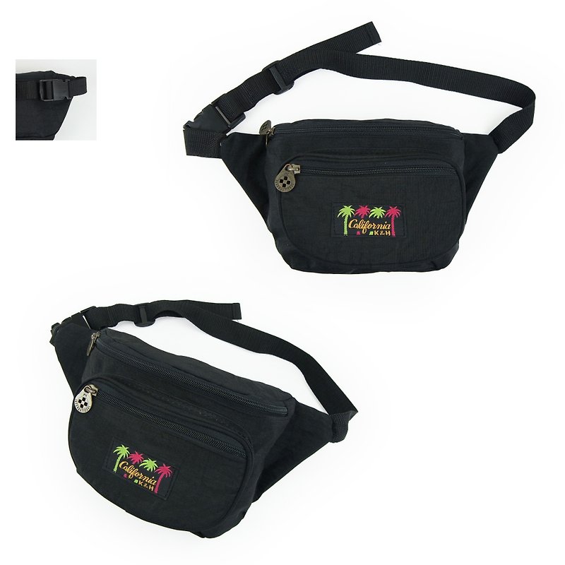 A‧PRANK: DOLLY :: retro VINTAGE black nylon (colored palm) ancient pockets - Messenger Bags & Sling Bags - Cotton & Hemp 