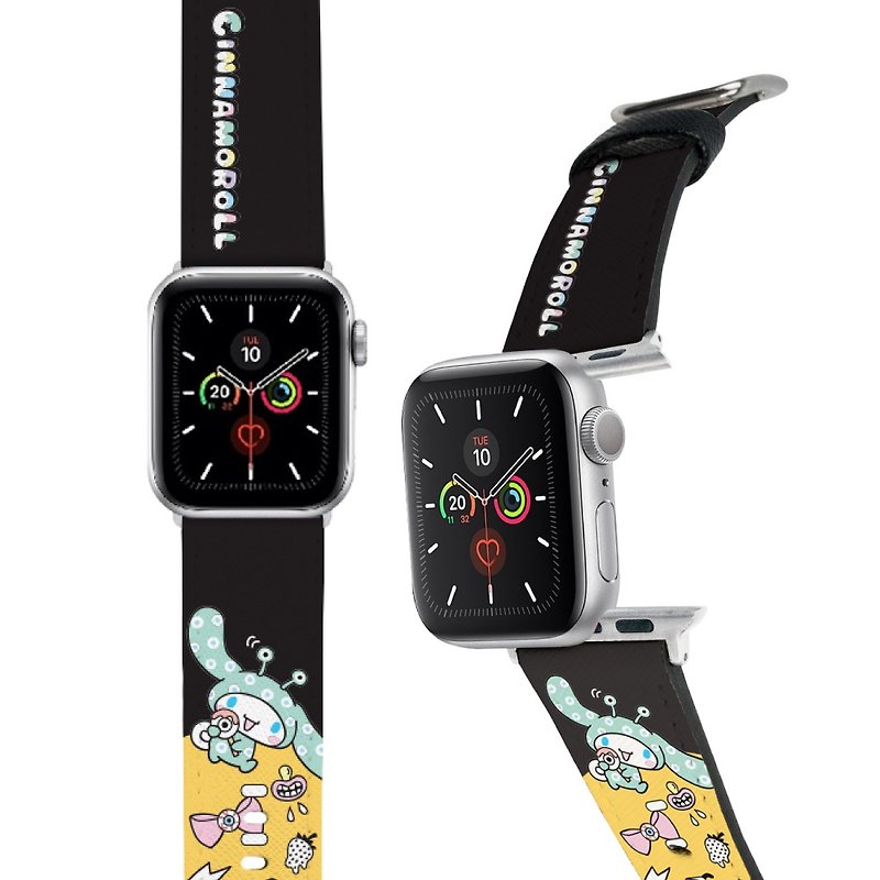 【Hong Man】三麗鷗系列 Apple Watch 皮革錶帶 大耳狗 萬聖節 - 錶帶 - 人造皮革 黑色
