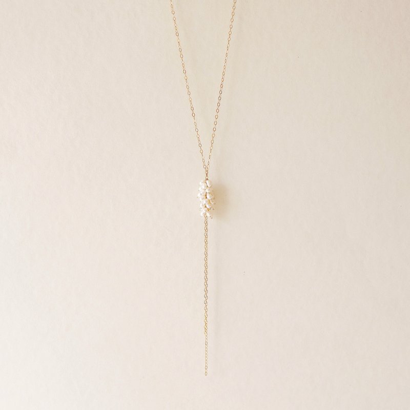 14kgf rice pearl grain necklace - สร้อยคอ - ไข่มุก ขาว