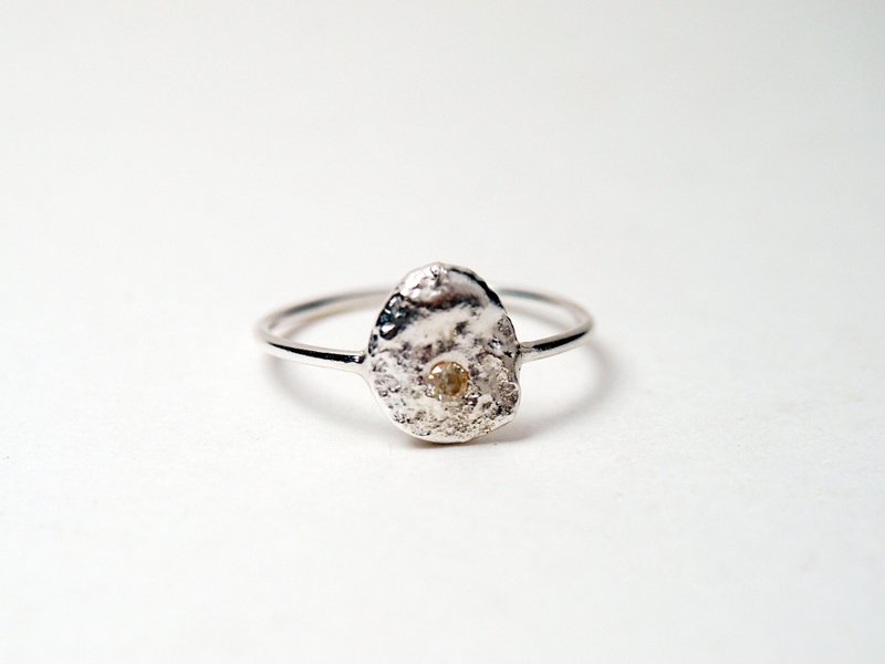 Coal Series  #a237  Gemstone Melted Rock Ring - แหวนทั่วไป - เงิน สีเงิน