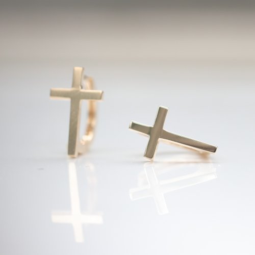 CHARIS GRACE 14K 十字架耳扣耳環(內徑8mm)