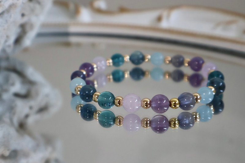 Cordierite Devil Aquamarine Amethyst Lagoon Stone Crystal Bracelet - Bracelets - Crystal Purple