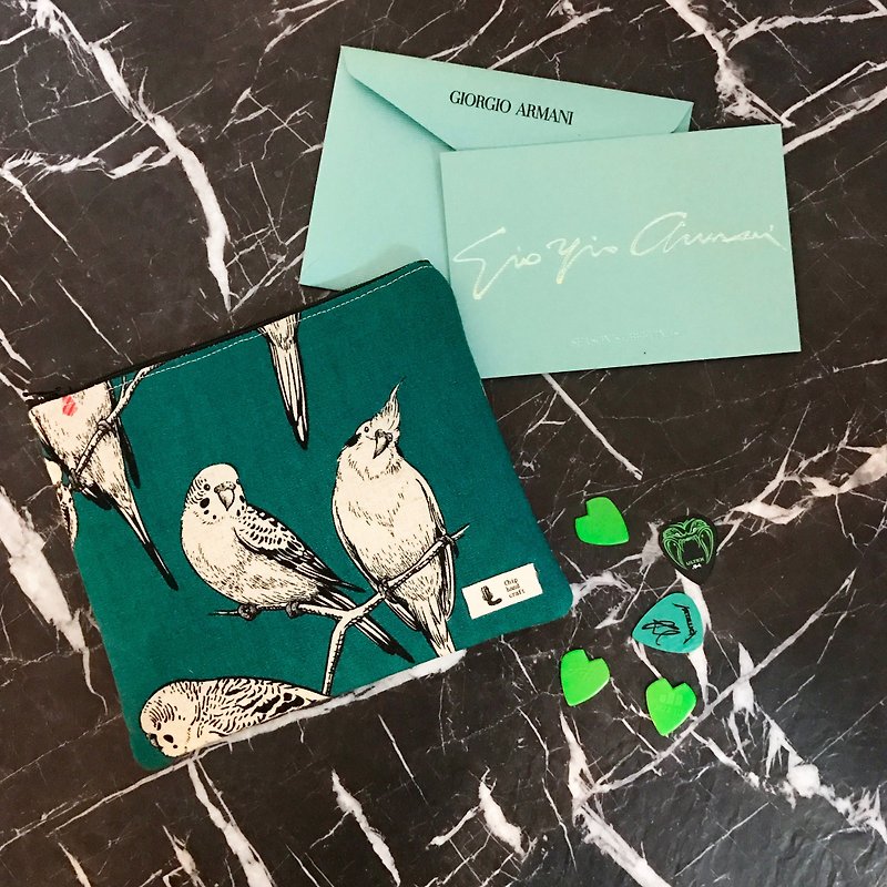 🐤 parrot zipper bag 🔗 - Toiletry Bags & Pouches - Paper Green
